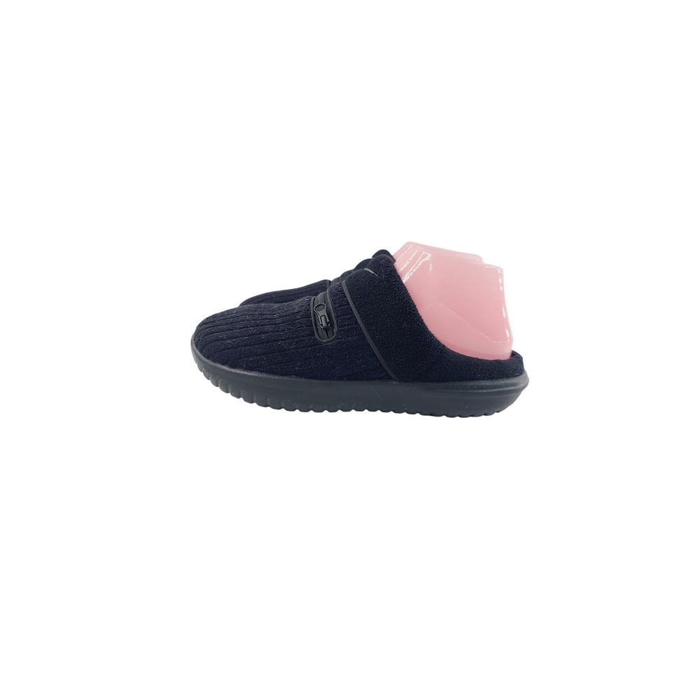 Nike, Solid Slip On Round Toe Textile Slides Slippers, Men, Size 6, Black.